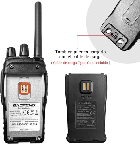 Detalle 2 de Baofeng Walkie Talkie Profesional PMR 馃摗 Recargable, 16 Canales