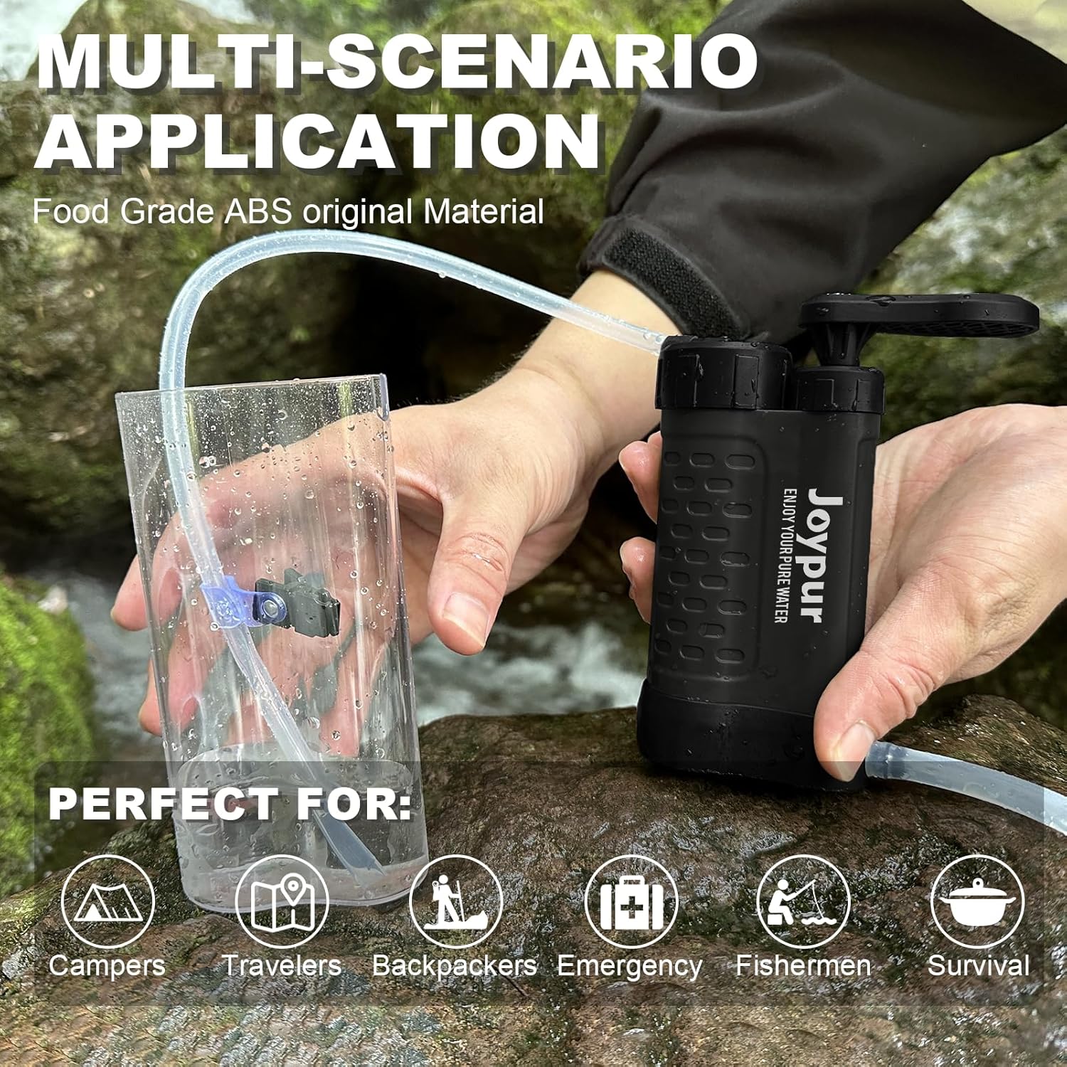 Thumbnail 1 de Joypur Filtre à Eau Portable 5 Étapes – 0,01 μm UF | 1500 ml/min | 340 g | Pour Camping et Randonnée