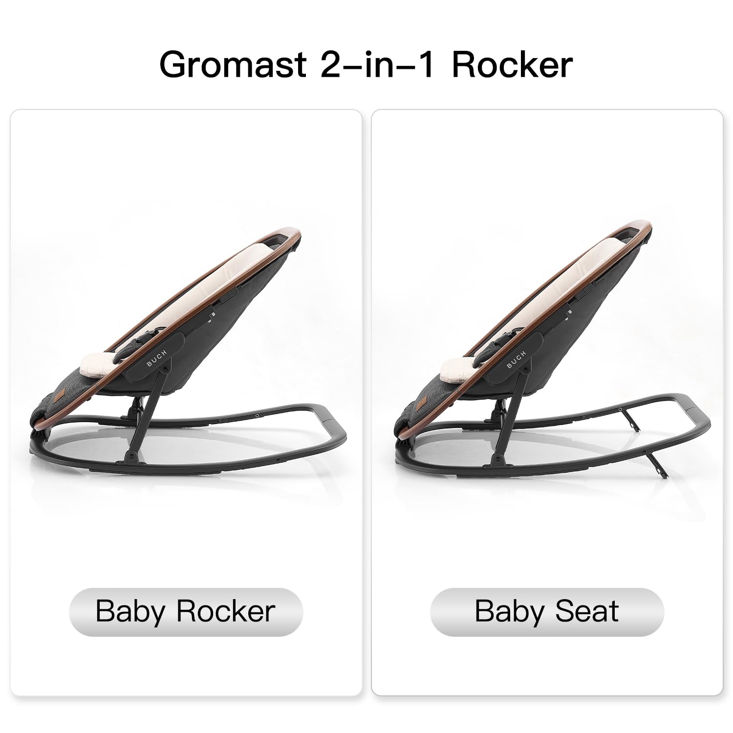 Detalle de Gromast 2-in-1 Baby Bouncer Seat, 3 Backrest Positions, Dark Gray