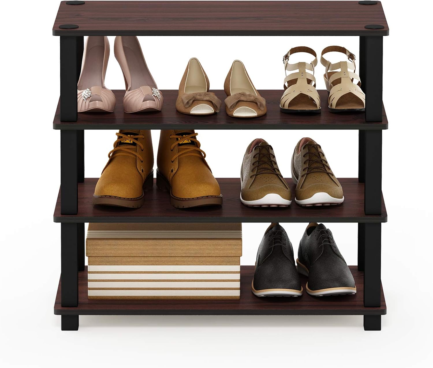 Thumbnail 3 de Furinno Scarpiere Dark Cherry and Black, 4-Tier Singolo