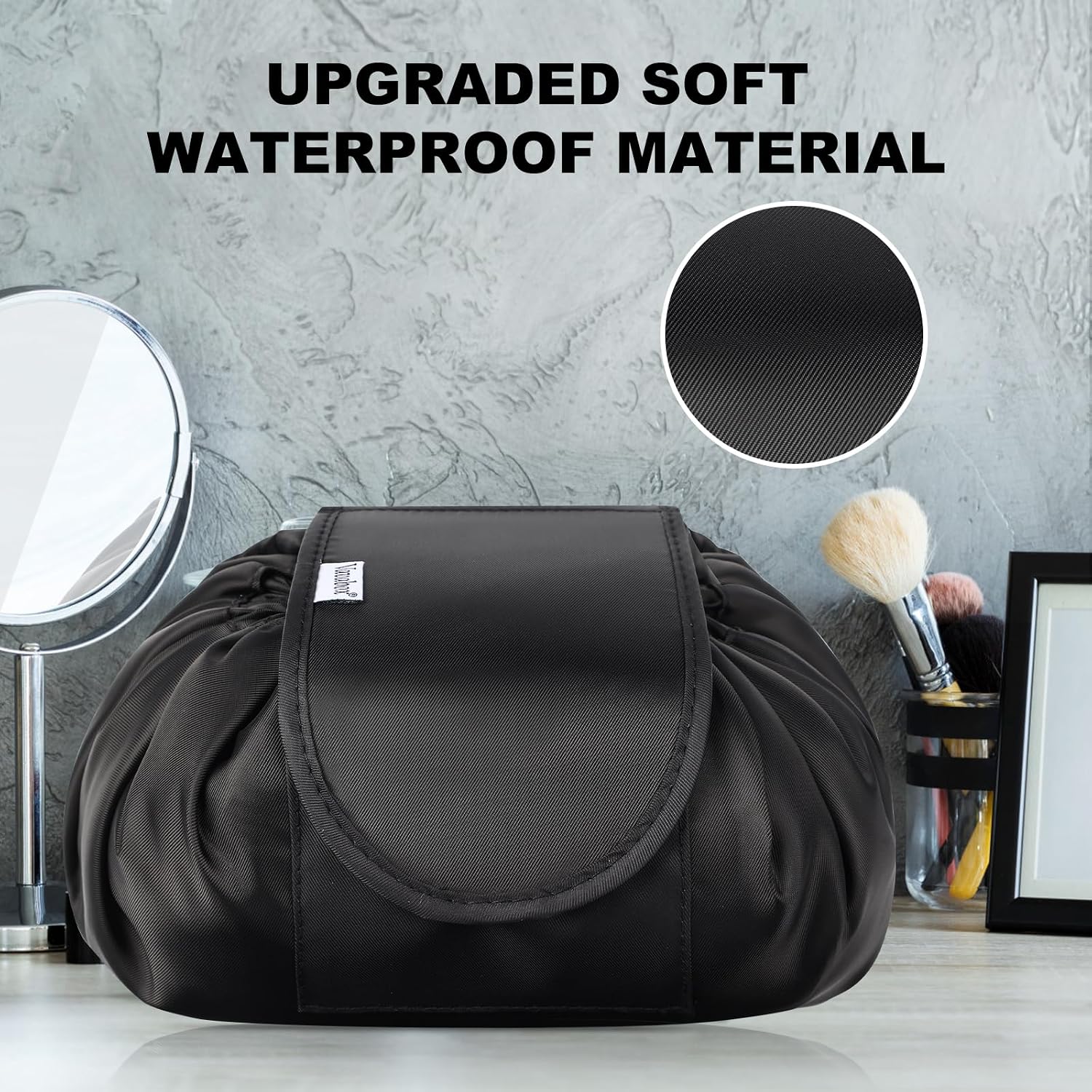 Thumbnail 1 de Lazy Drawstring Makeup Bag Light Black