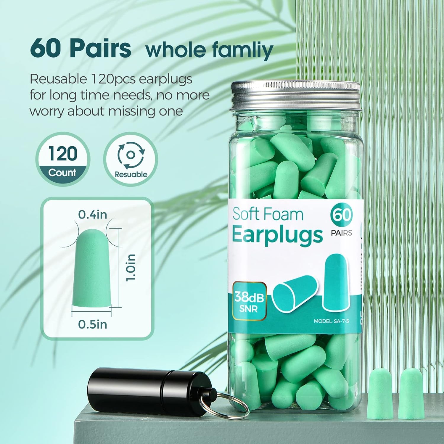 Detalle 1 de Schlafen Ohrstöpsel 38 dB SNR 60 Paare