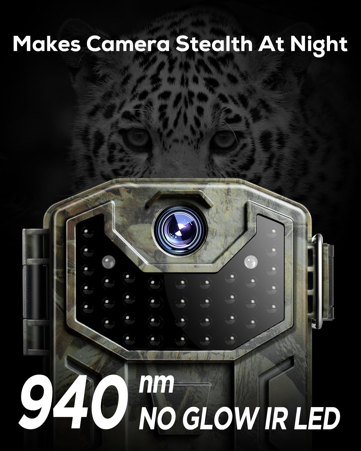 Detalle de iZEEKER iG200 fotoval met 36 MP, 2K HD, 940 nm-infrarood en IP66