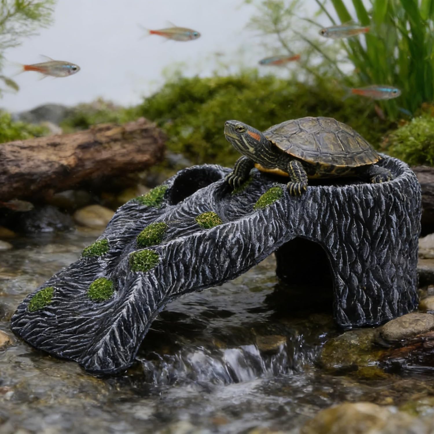 Thumbnail 1 de MC MEICHUANG Turtle Basking Platform – Resin Hideout for Turtles, Reptiles and Aquariums