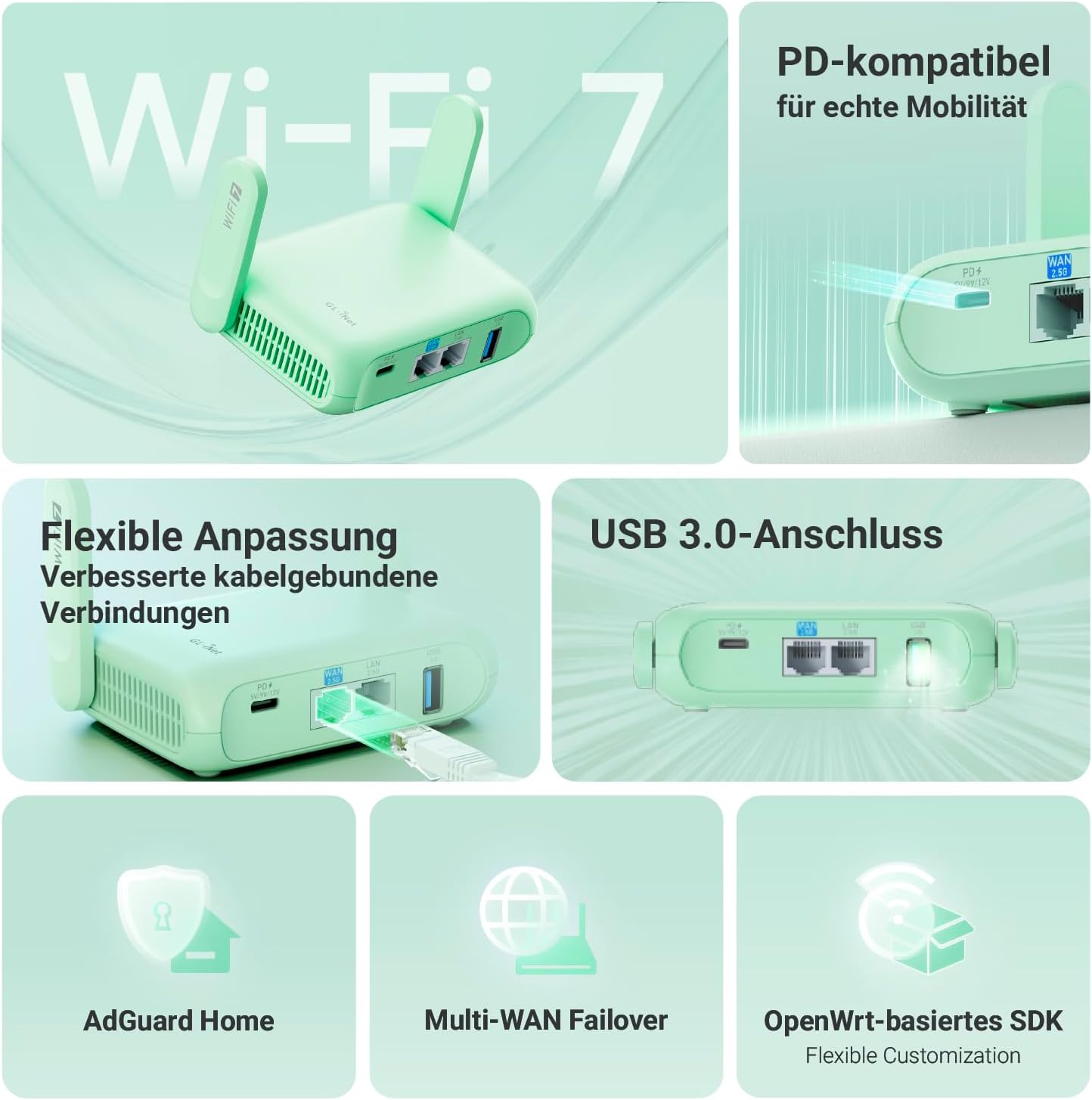 Thumbnail 3 de GL.iNet GL-MT3600BE Beryl 7 WLAN Reiserouter