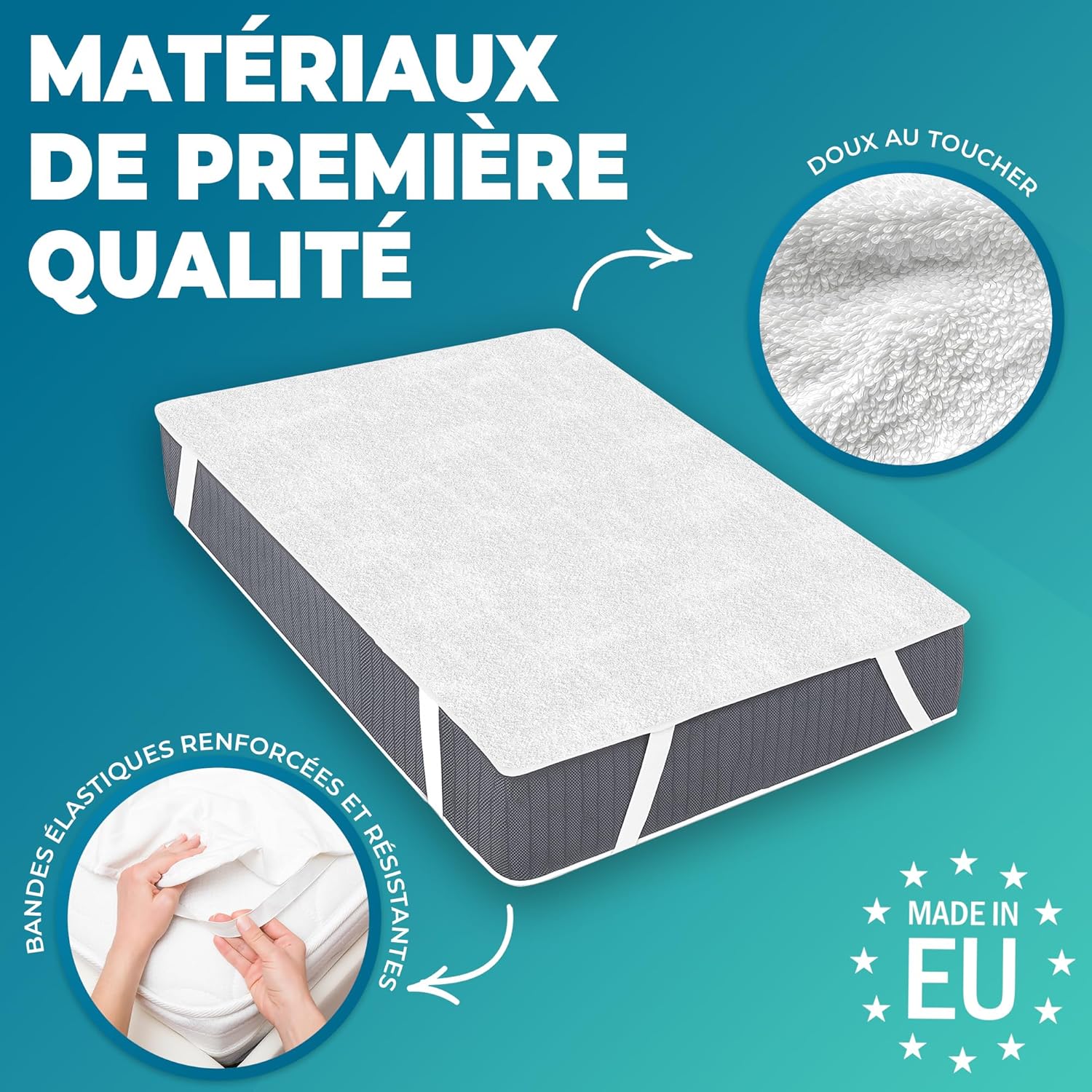 Thumbnail 1 de Protège-matelas Flowen 140x190 cm – Alèse imperméable et respirante en coton, anti-acariens, lavable en machine