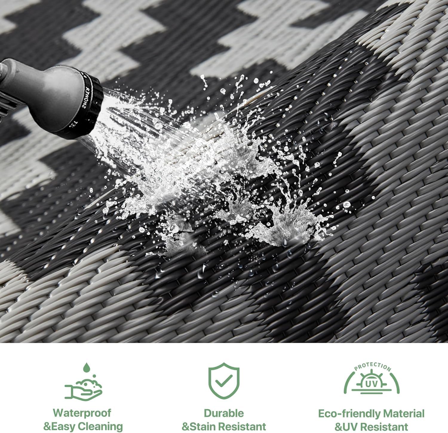 Thumbnail 2 de GENIMO Outdoor Rug 150x240cm – Waterproof, Reversible & UV Resistant Garden Rug