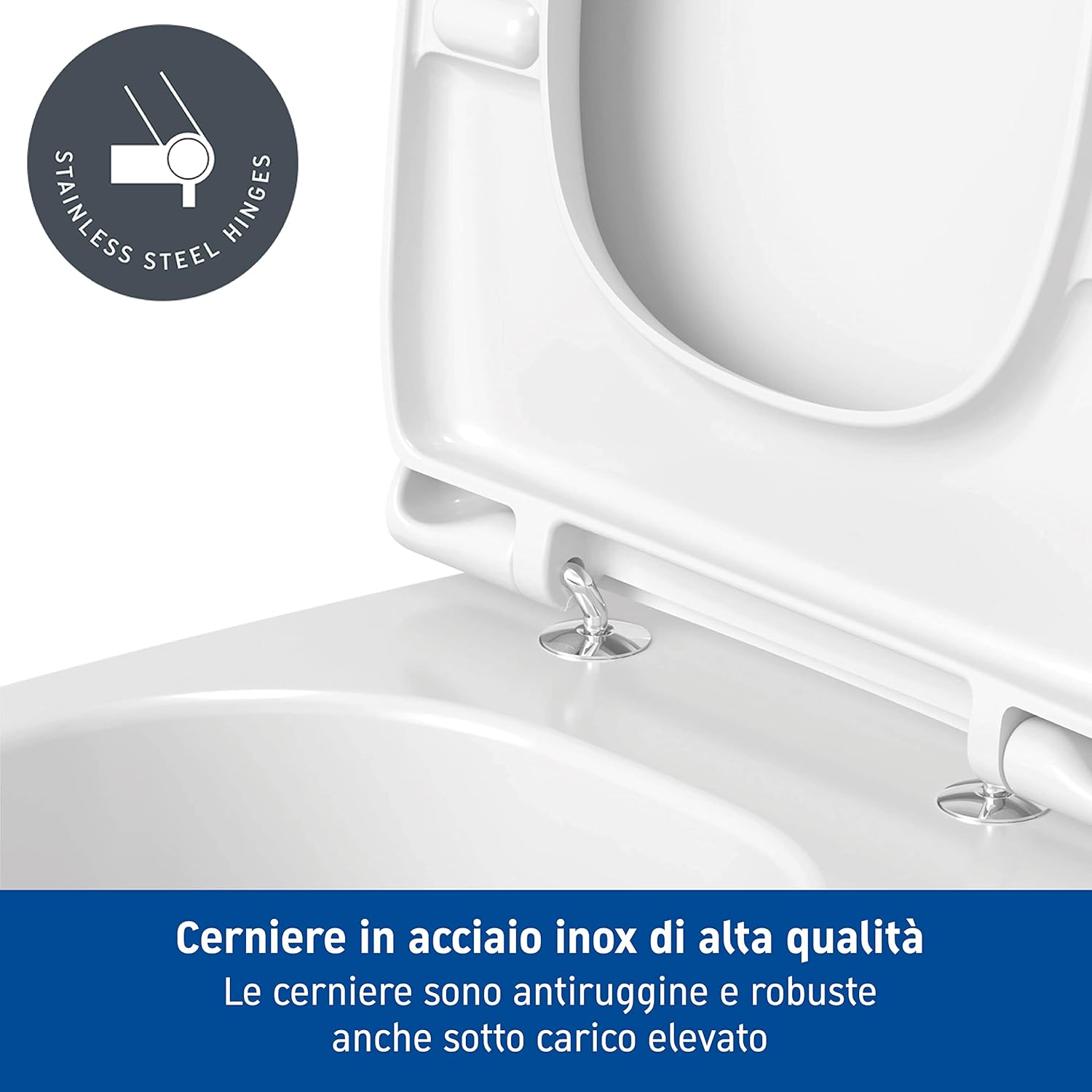 Thumbnail 2 de Sedile WC Duravit D-Code Compact con cerniere in acciaio inox – Duroplast, bianco