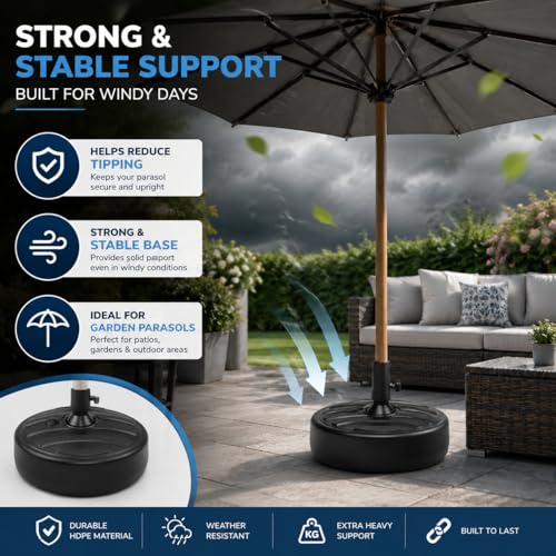 Thumbnail 1 de SHATCHI 13 Litre Fillable Parasol Base Stand for 35-48 mm Garden Umbrella Poles