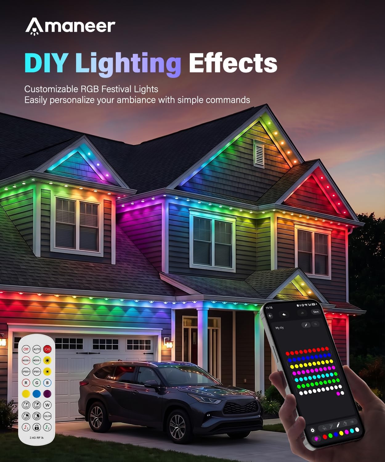 Detalle de AMANEER Permanent Outdoor Lights 200ft