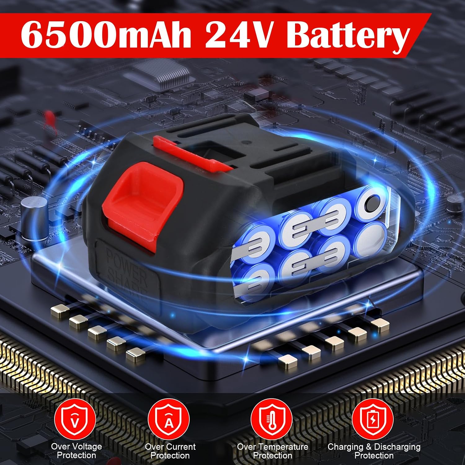Detalle 2 de Mini Motosega 24V con 2 Batterie da 4000mAh: potatura semplice e sicura
