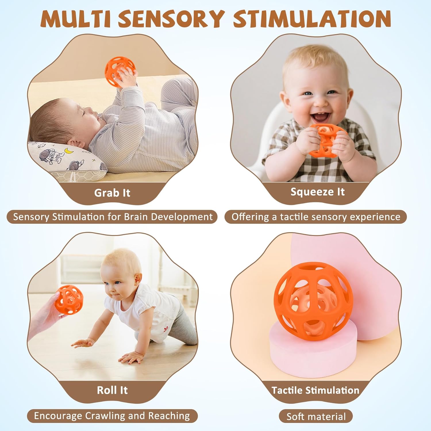 Thumbnail 3 de MCGMITT Baby Sensory Balls (8PCS) for 6–12 Months – food-grade silicone teething & grasping toy