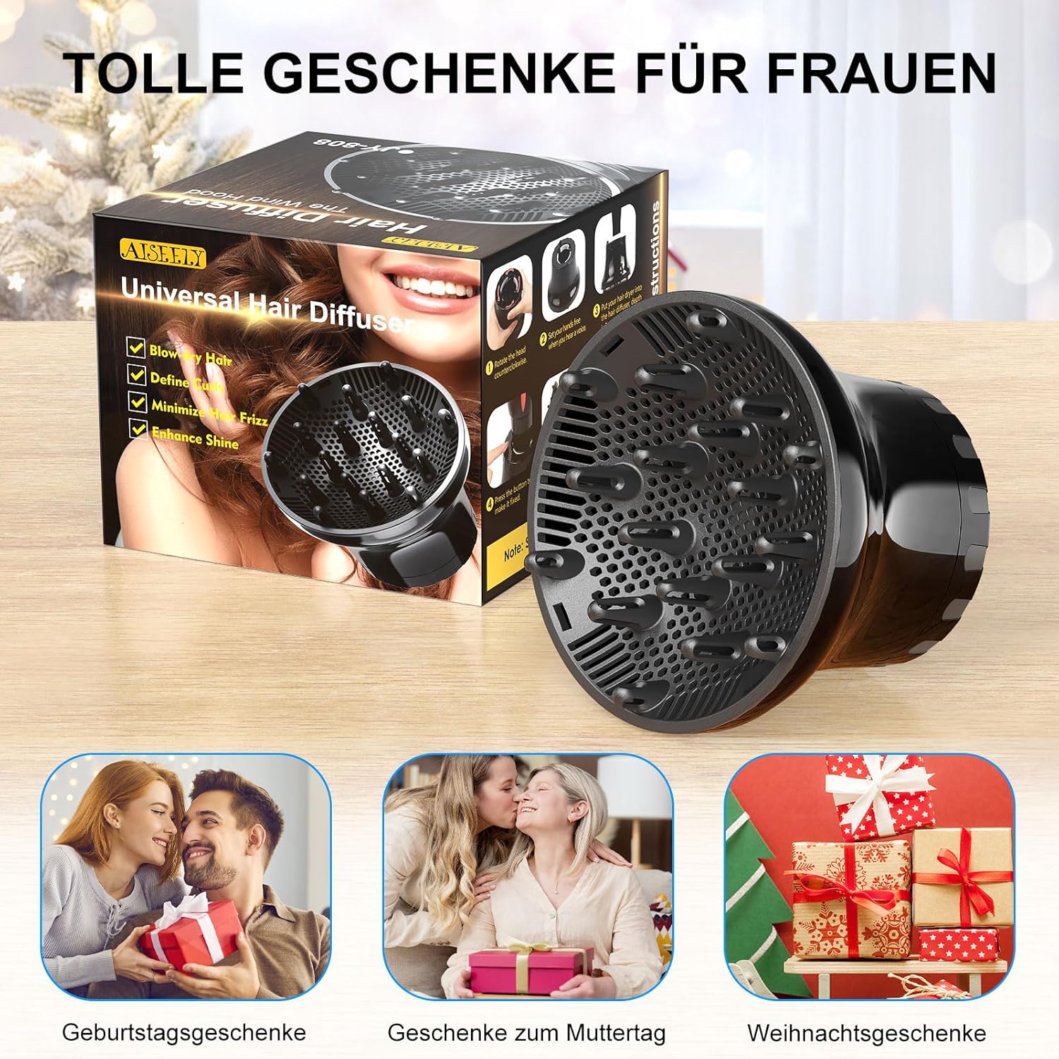 Thumbnail 6 de AISEELY Universal Haar-Diffusor 1,57–2,7" für lockiges Haar 💇♀
