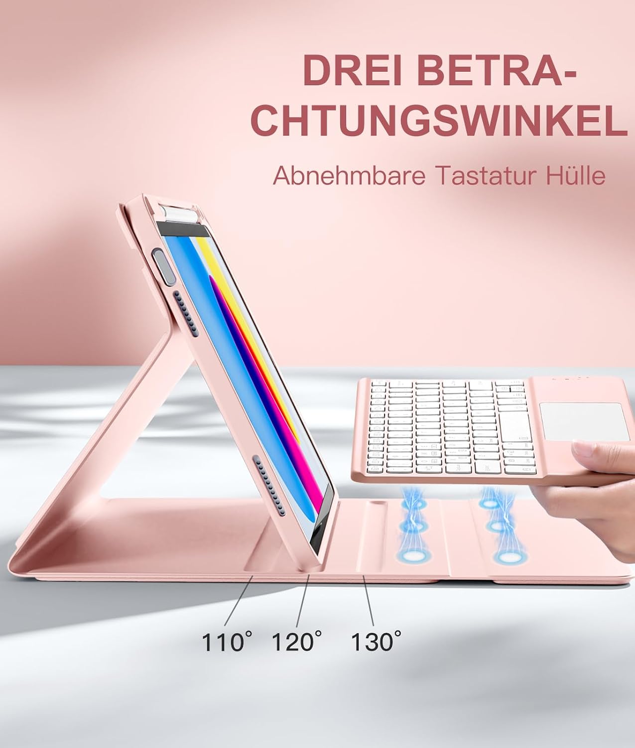 Detalle 1 de Vobafe iPad-Tastatur-Hülle mit Touchpad 420 mAh