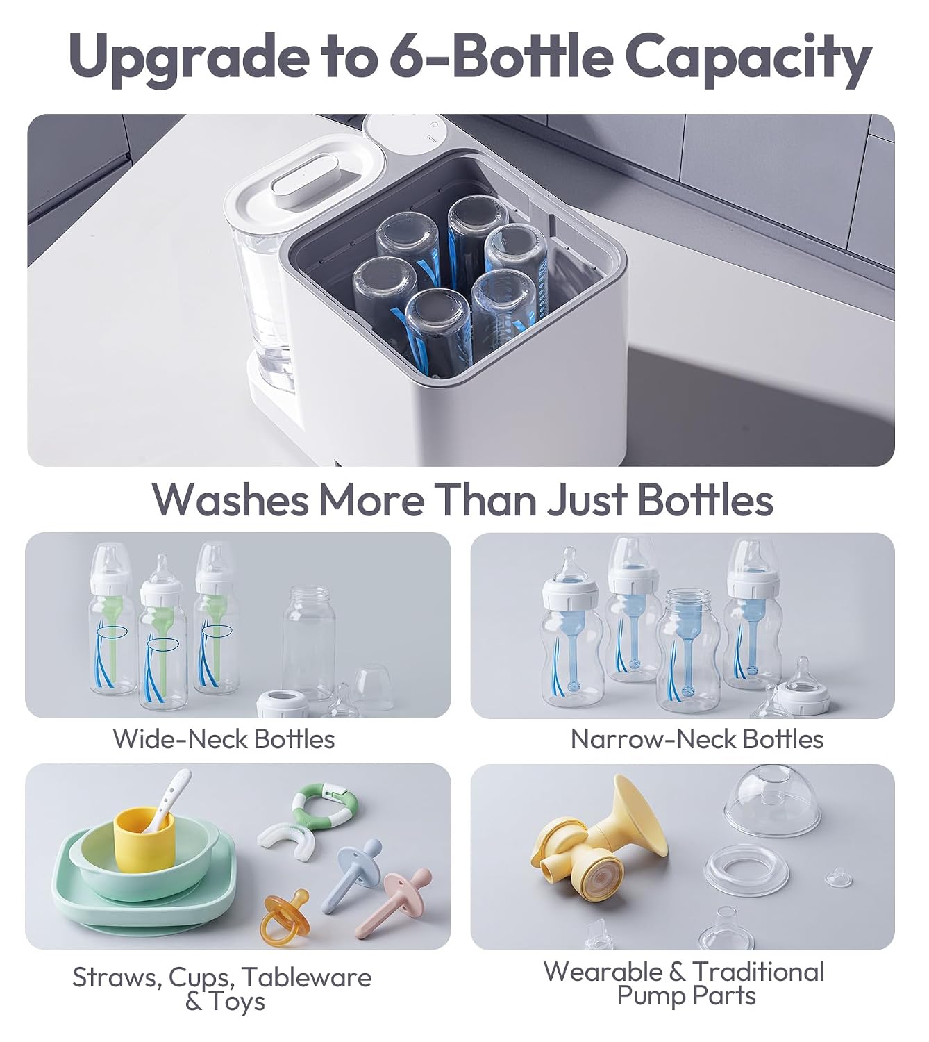 Detalle de NCVI Baby Bottle Washer, Sterilizer and Dryer, 6-Bottle Capacity