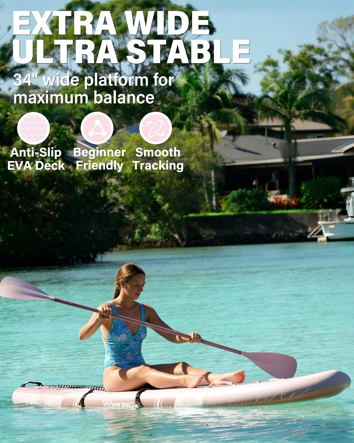 Detalle de TIGERXBANG Aufblasbares Paddle Board mit Sitz – 335 x 86 x 15 cm, Komplettes ISUP-Set für 2+1 Personen