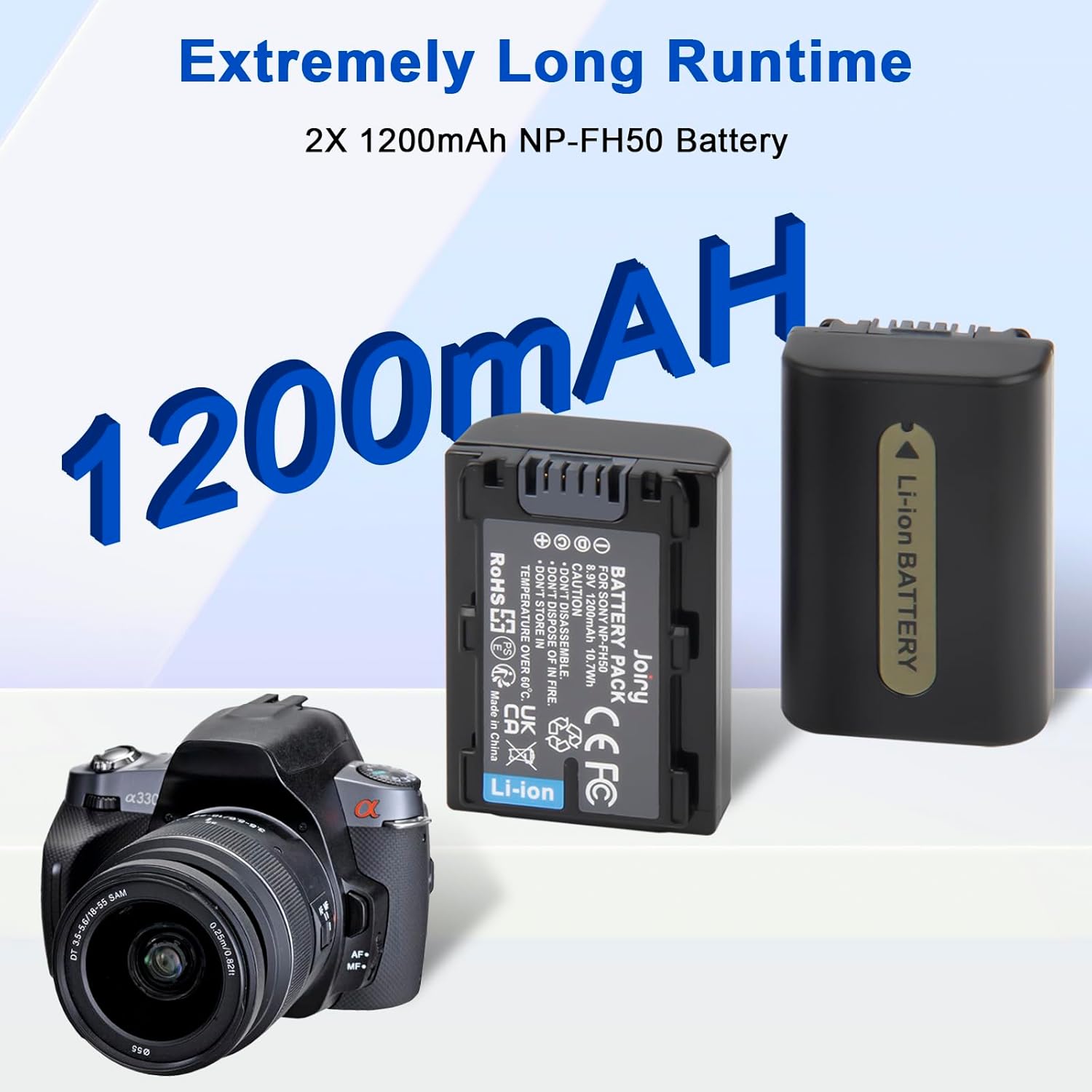 Thumbnail 1 de Joiry NP-FH50 Battery and USB Charger for Sony: 2x 1300mAh Batteries with Dual LCD Charger