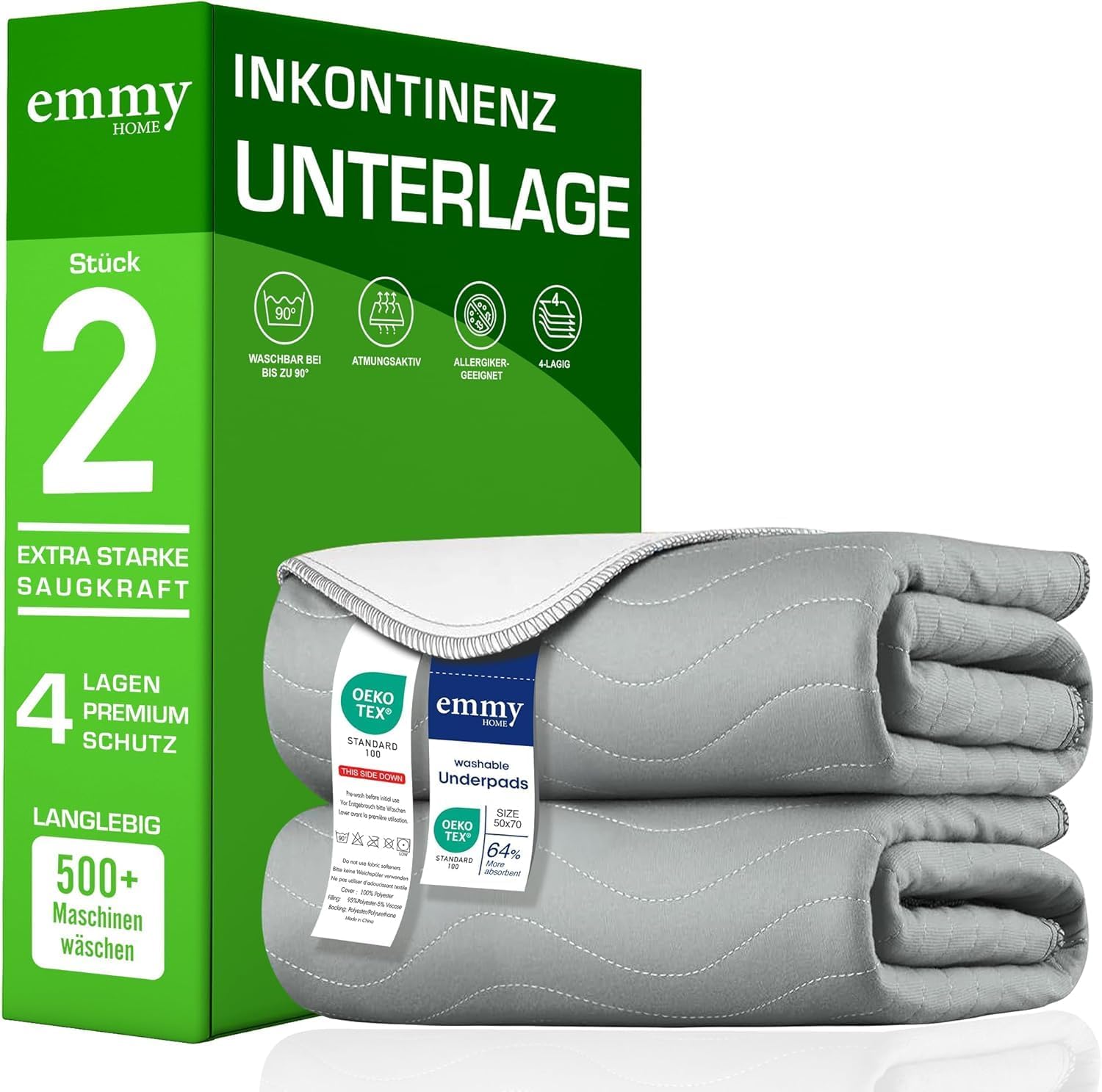 Detalle de Emmy Home incontinentieonderlegger 75 x 90 cm, 2 stuks, waterdicht