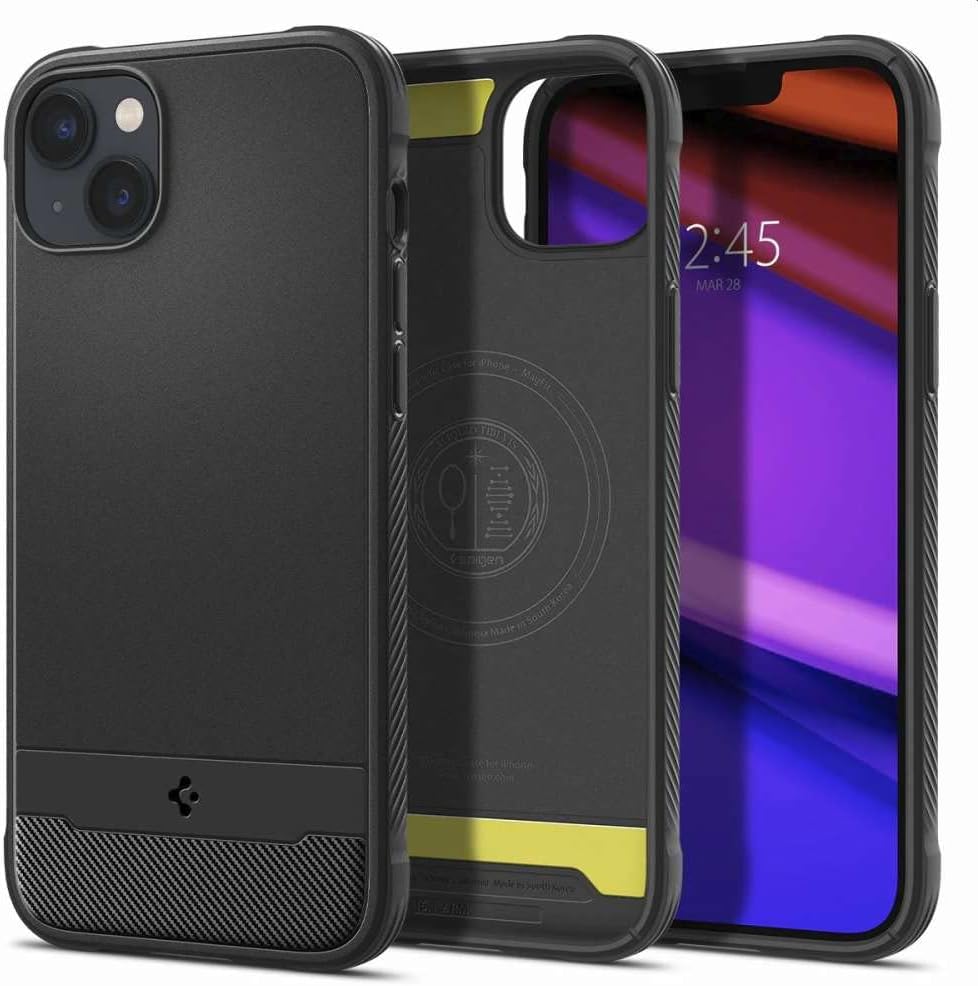 Detalle 2 de Spigen Rugged Armor MagFit pour iPhone 14 coque MagSafe — Noir Mat