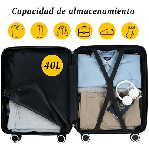 Detalle de ARTREE Maleta de Cabina 55x40x20 cm Oro Rosa | Trolley rígido, 4 ruedas 360°, cerradura y tirador telescópico