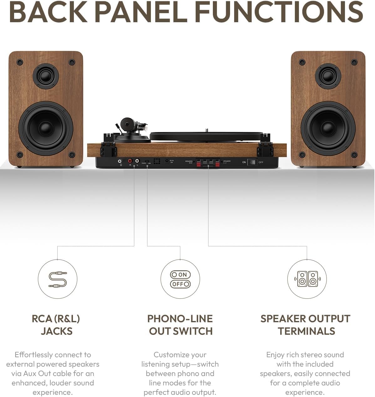 Thumbnail 6 de QLEARSOUL SoulBox S1 Vinyl Record Player with Stereo Speakers (Walnut)