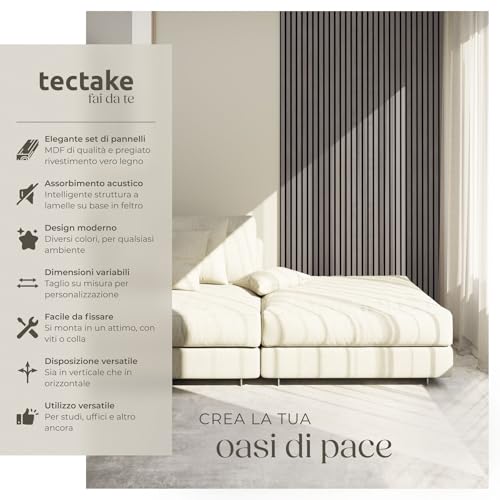 Detalle de TecTake Set di 2 Pannelli Acustici in MDF con Impiallacciatura di Rovere – Design moderno e assorbimento sonoro efficace