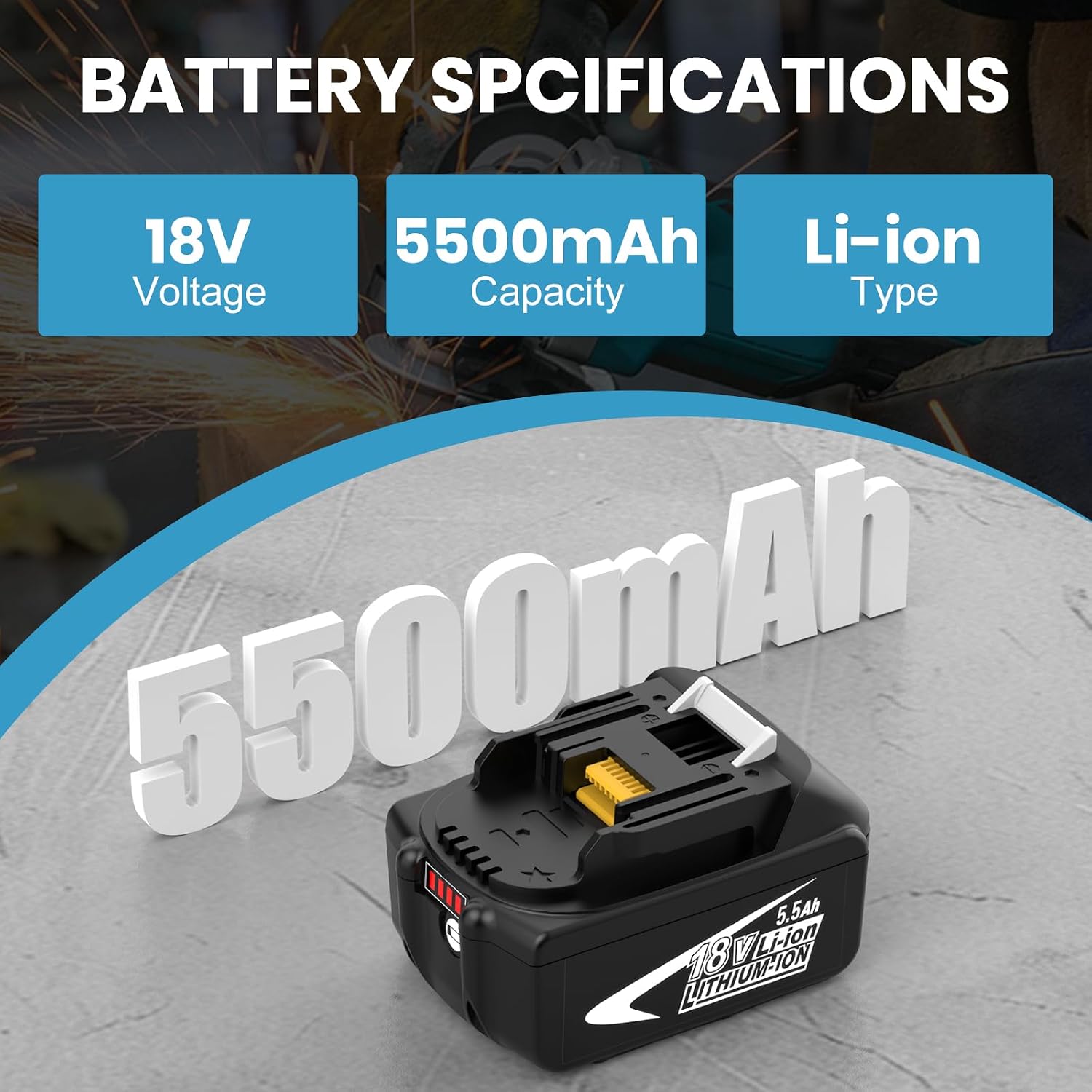Thumbnail 1 de 2 Pack BL1860B Replacement for Makita 18V Batteries (5.5Ah)