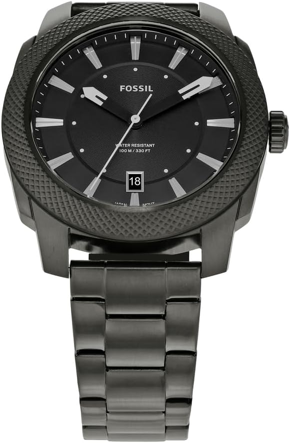 Detalle de Fossil Machine Herrenarmbanduhr: 3-Zeiger-Quarz mit Datumsanzeige, 100 m wasserdicht