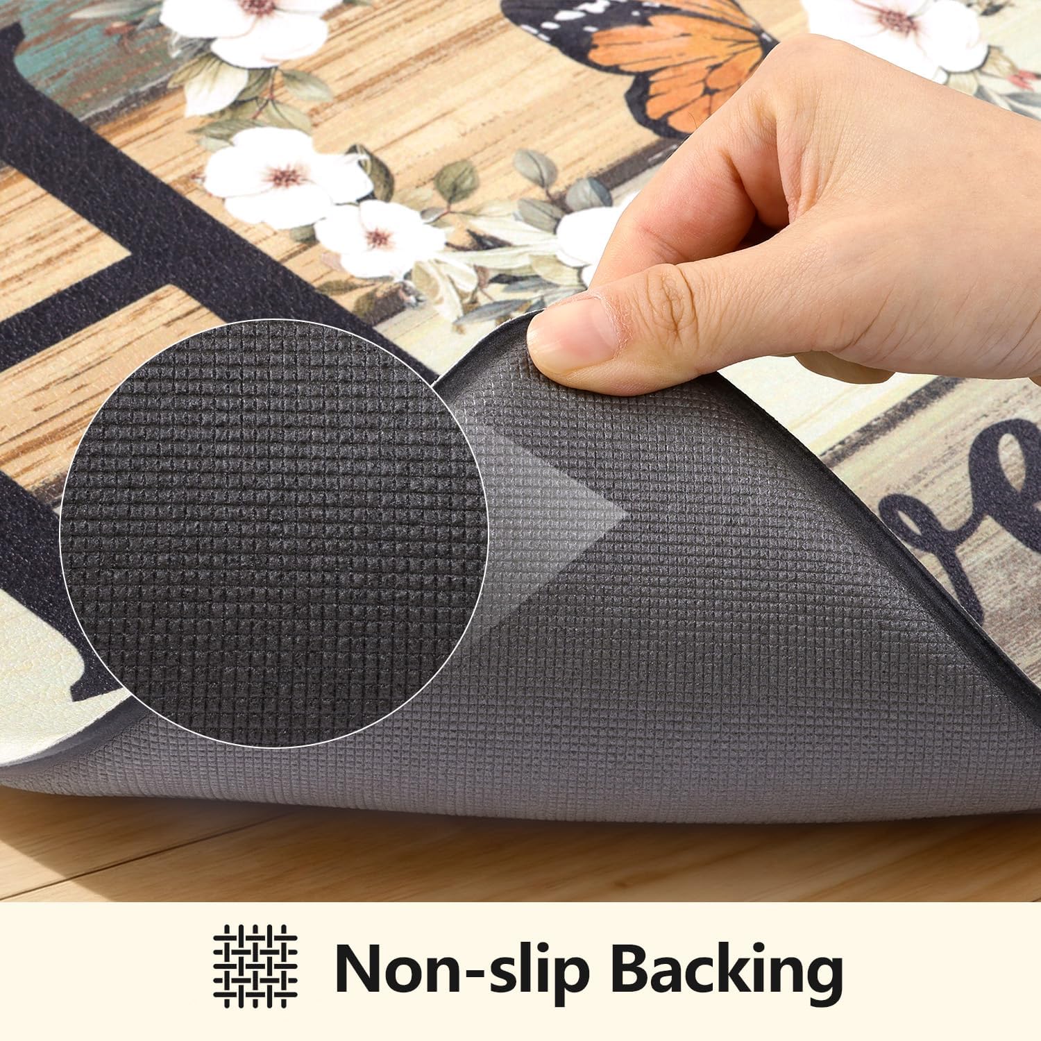 Detalle de Yamaziot Anti-Fatigue Kitchen Rug Set of 2, Cushioned Non-Slip Mats