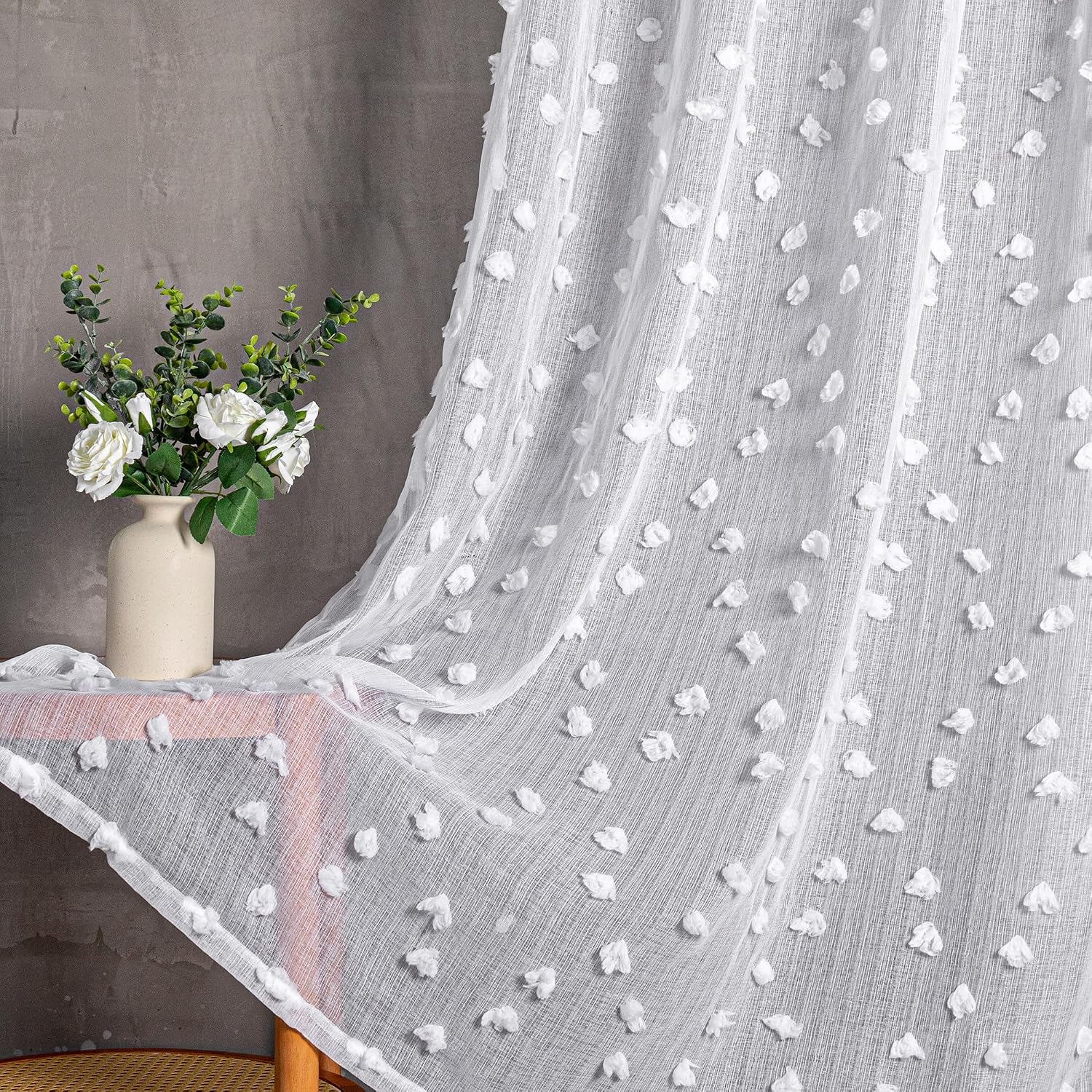 Detalle de MYSKY HOME Gardine Weiß 2er-Set 235 cm