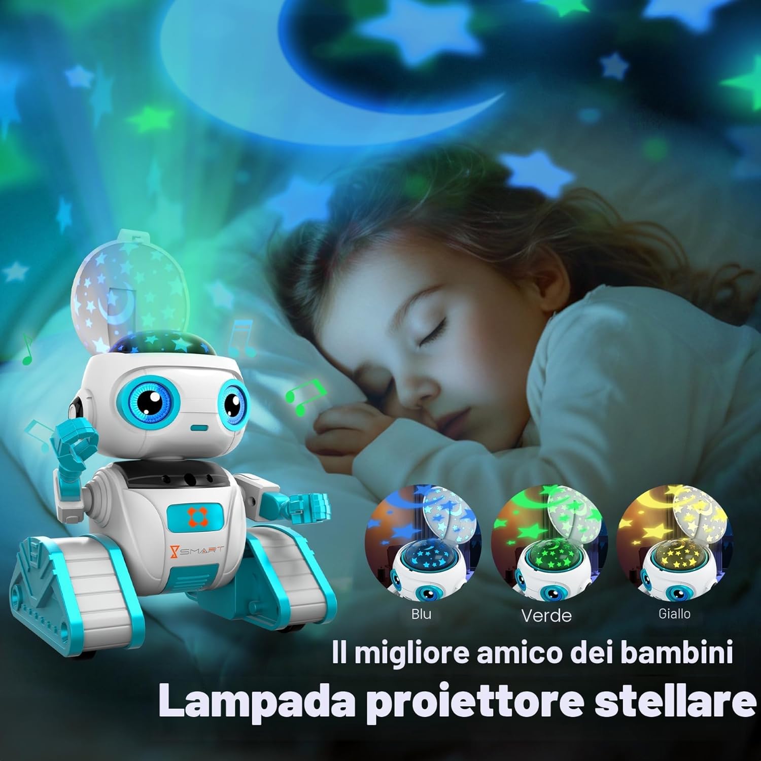 Detalle de Subtail Robot Bambini con proiezione stellata e controllo gestuale/telecomando