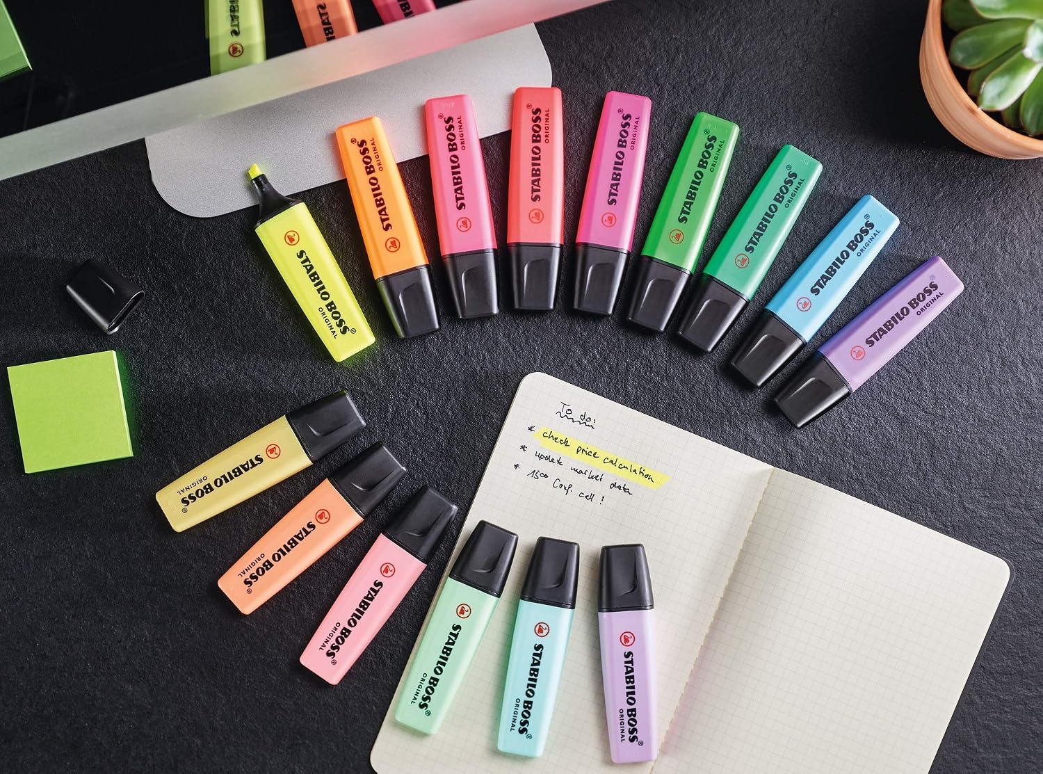 Detalle de STABILO BOSS ORIGINAL Evidenziatore – Pack da 4 (Giallo) – Iconico, versatile e affidabile