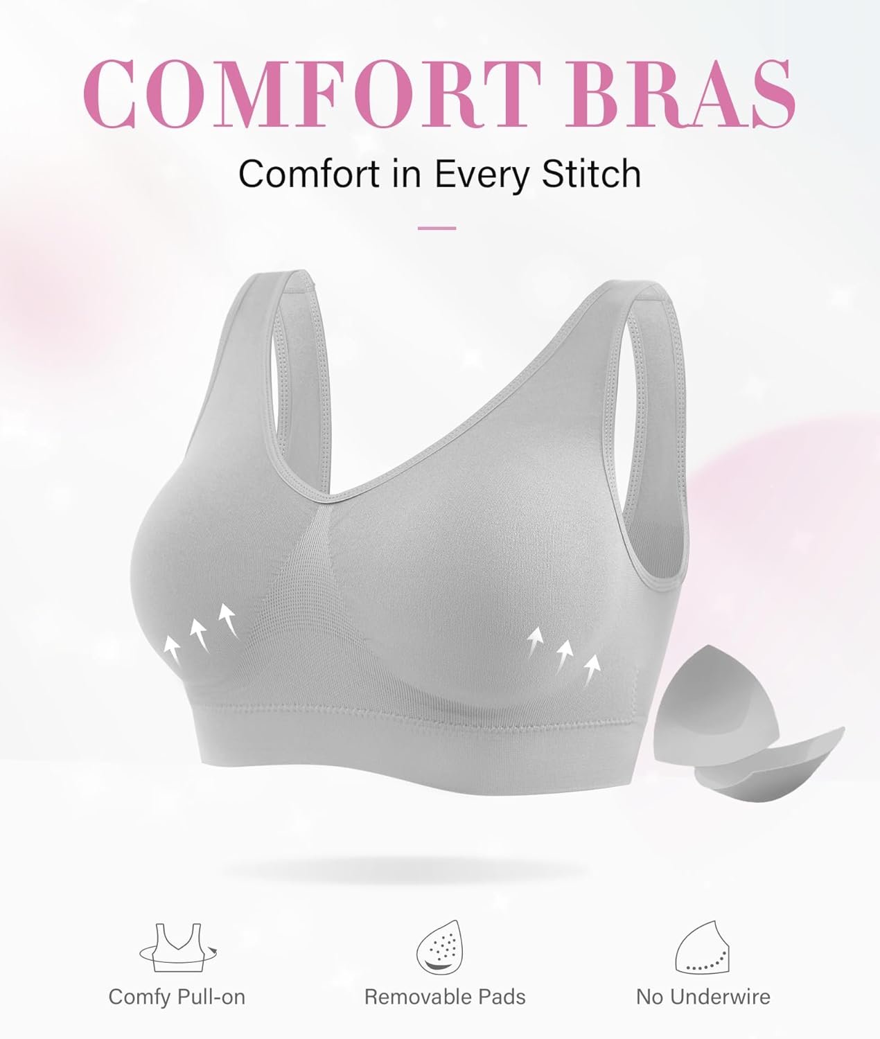 Thumbnail 3 de YUTYTH Comfort Bra for Women – Wirefree seamless crop top with removable pads