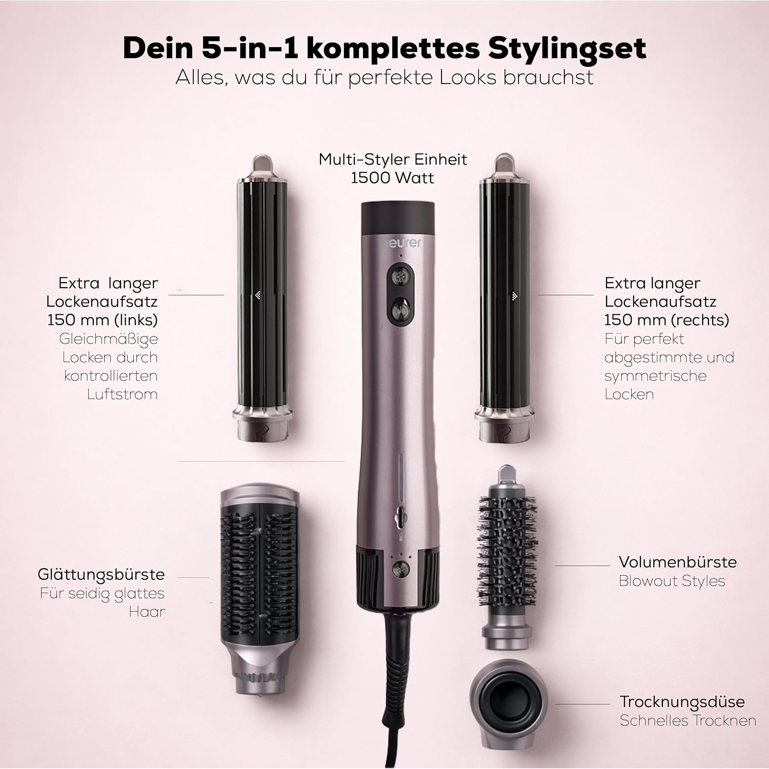 Detalle 2 de Beurer Airstyler 5-in-1 Iconic Pro – Multifunktionaler Haarsstyler mit Luftstrom-Styling