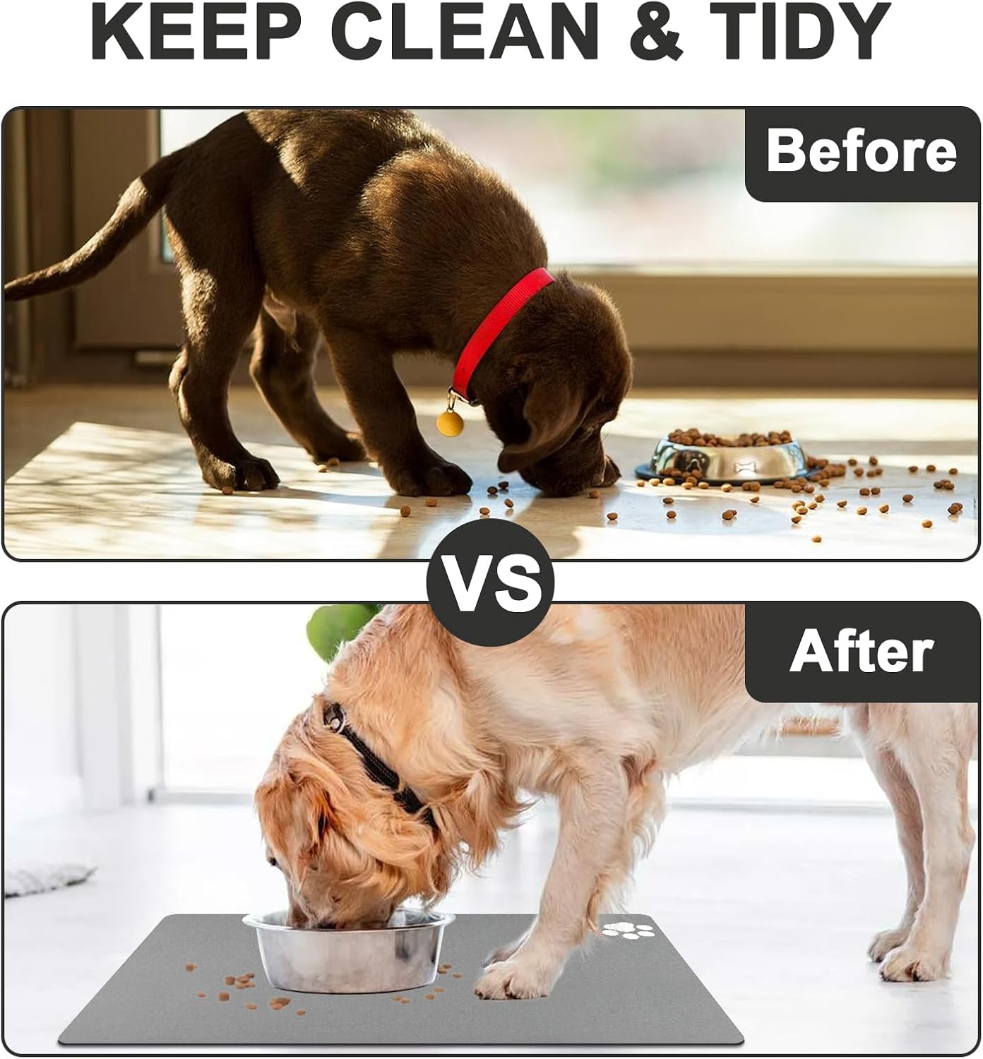 Thumbnail 2 de Mavicen Pet Feeding Mat 40 × 60cm: Absorbent, Non-Slip, and Pet-Friendly Paw Pattern