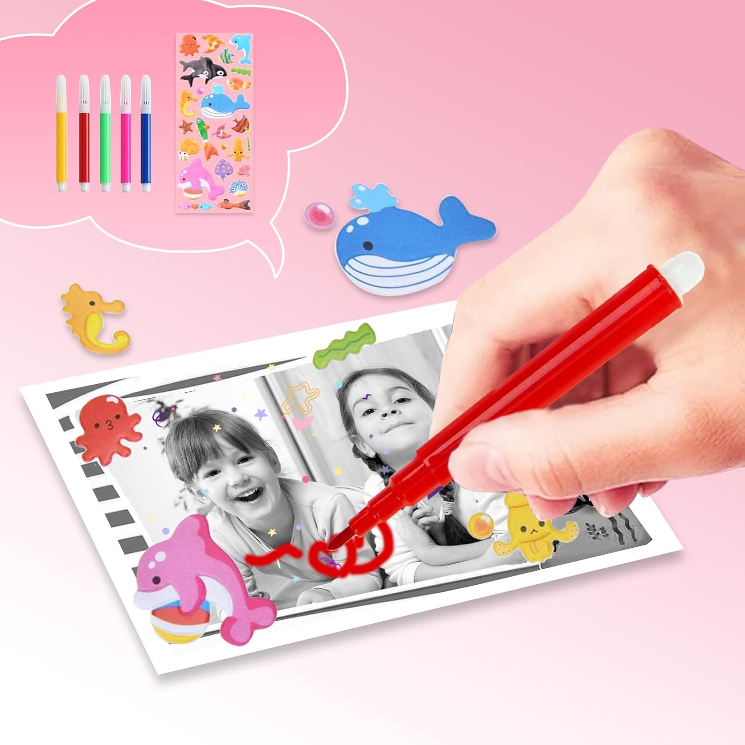 Thumbnail 5 de Macchina fotografica istantanea per bambini 1080p 2,4" rosa