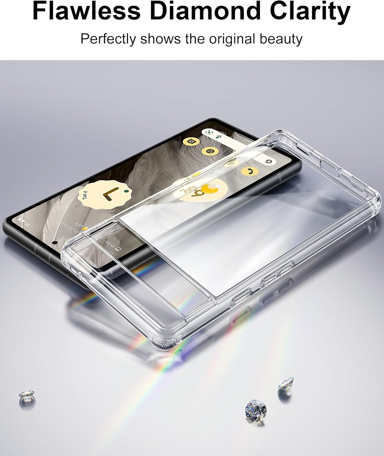 Detalle de HOOMIL Crystal Clear Hülle für Google Pixel 7 – Transparente Schutzhülle mit Anti-Gelb Technologie