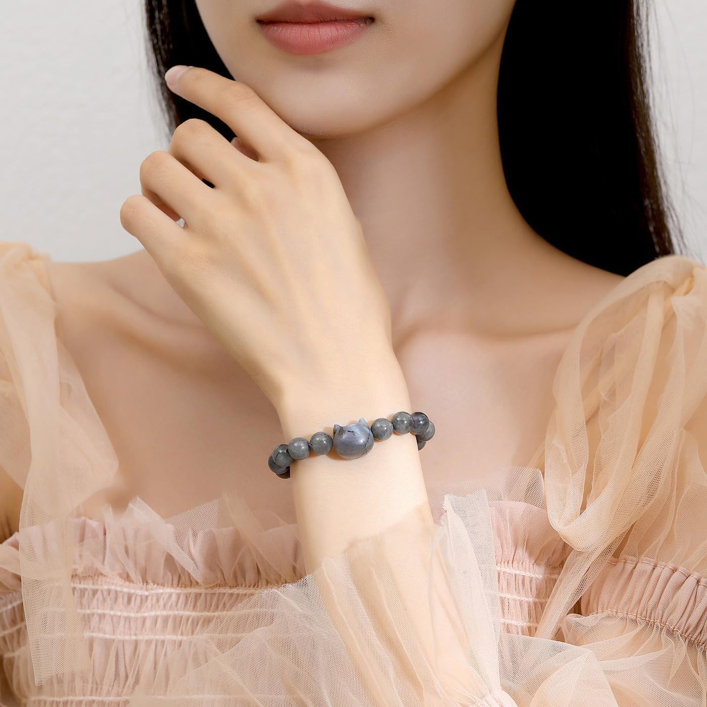 Thumbnail 3 de XIANNVXI Cat Crystal Bracelet: Labradorite Beaded Cat Gift for Women