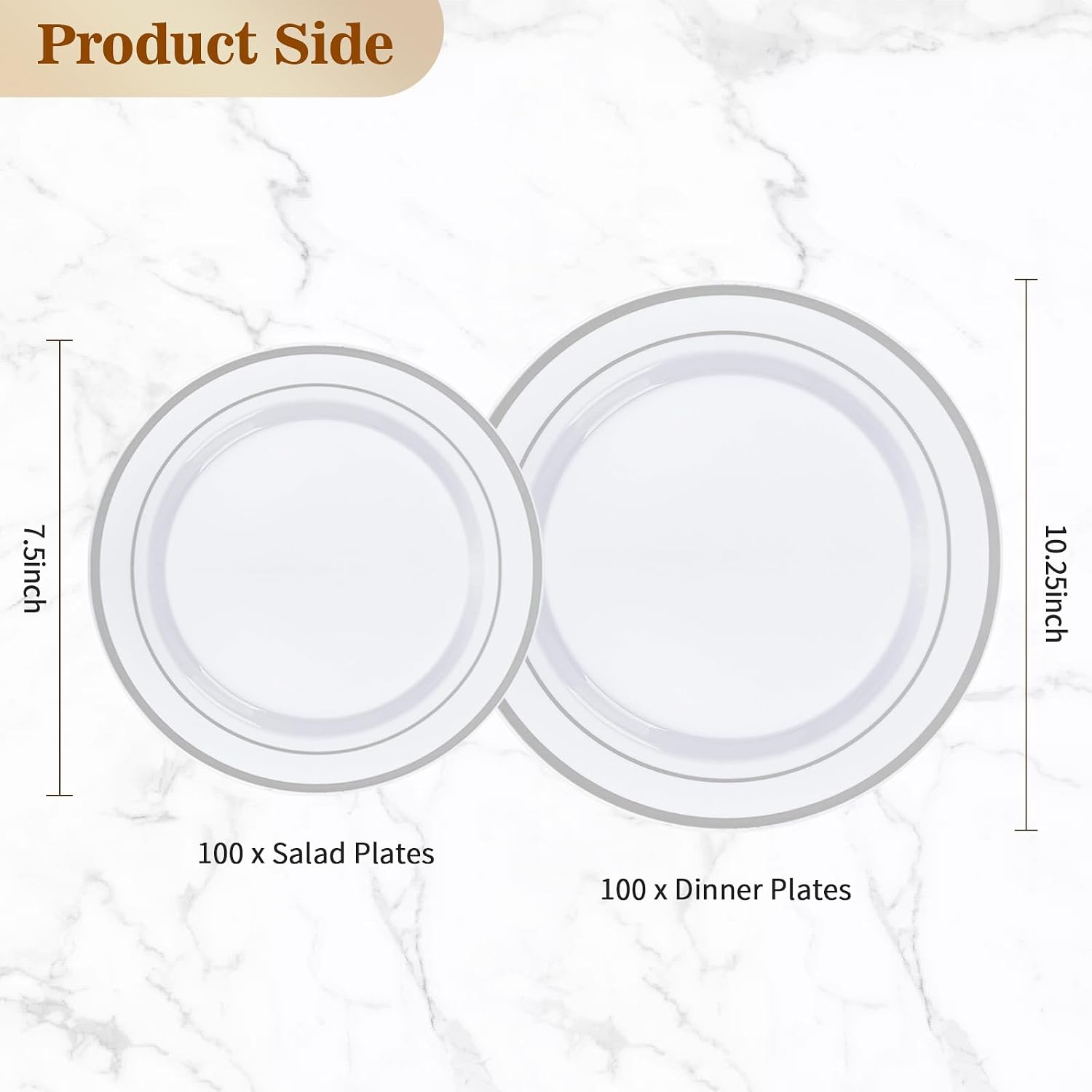 Thumbnail 3 de BESTVIP 200PCS Silver Disposable Party Plates