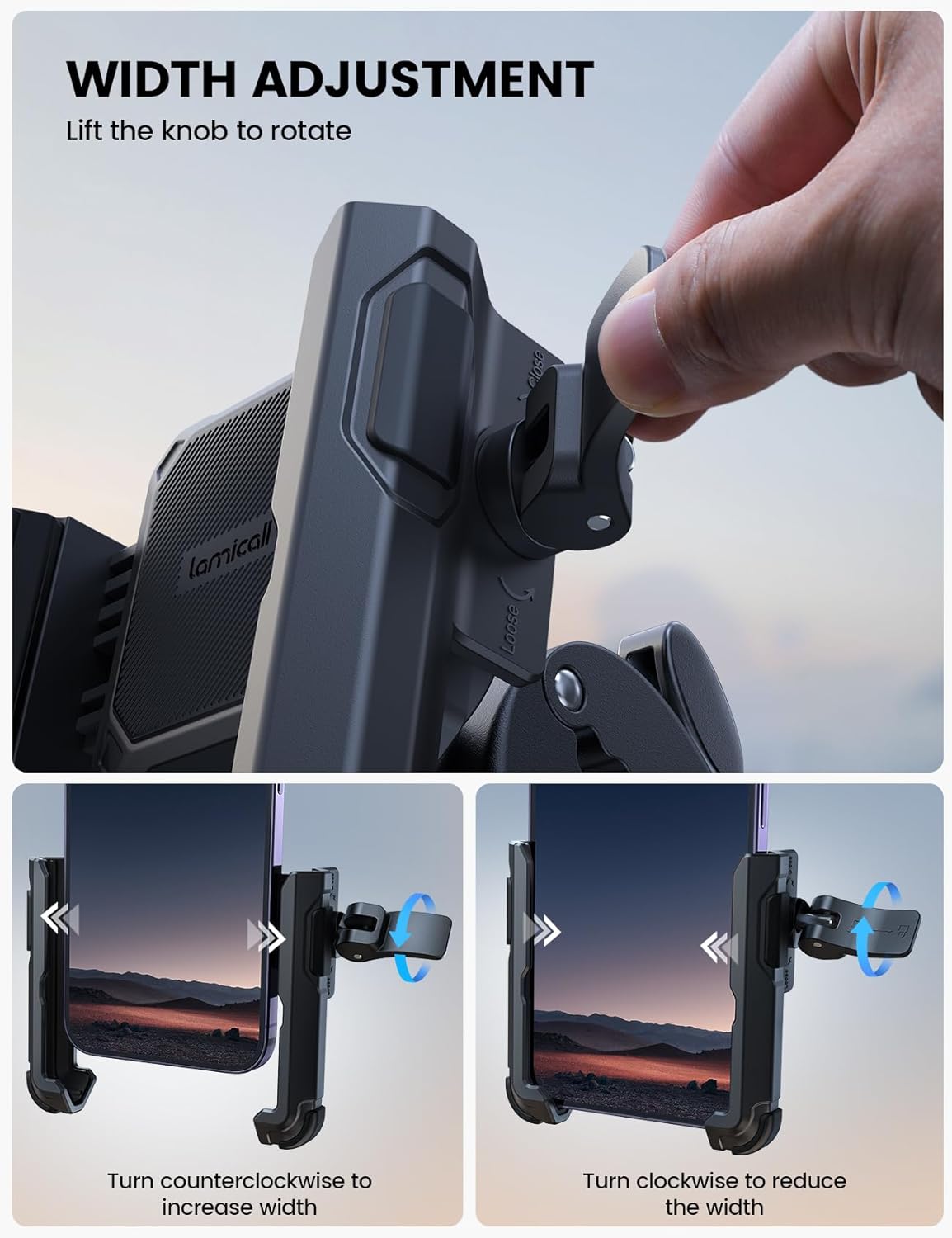 Thumbnail 3 de Lamicall Motorcycle Phone Holder for Filming with 1s Quick Release – universal motorbike phone mount