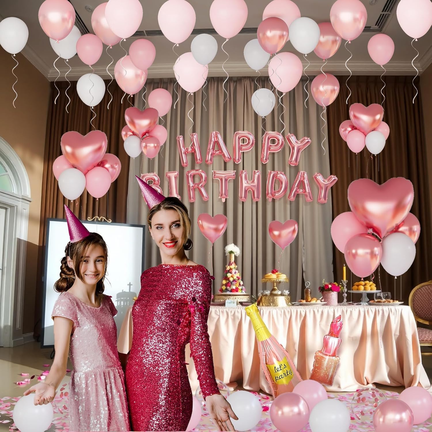 Detalle de Conleke Rose Gold Birthday Balloon Set