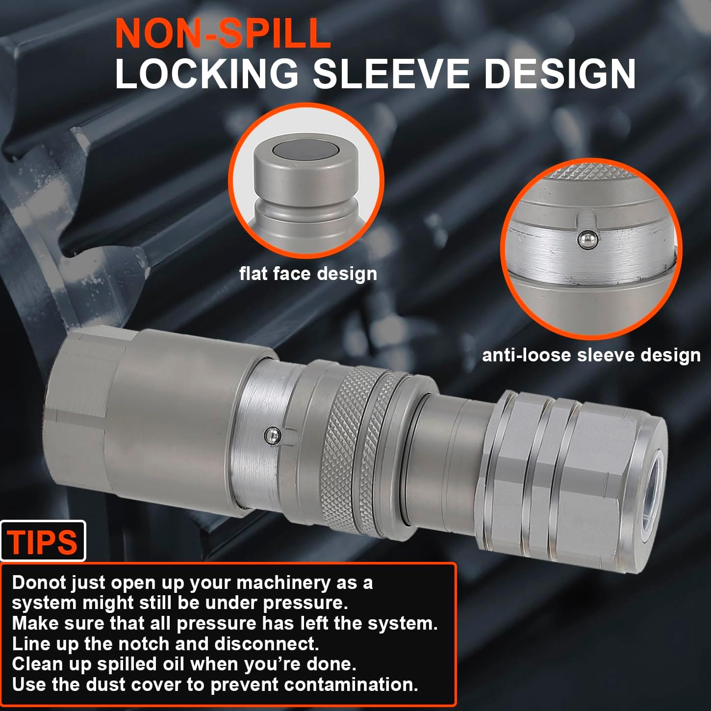 Detalle 2 de Elifecenter 1/2" NPT hydraulic coupler for skid steer 🛠