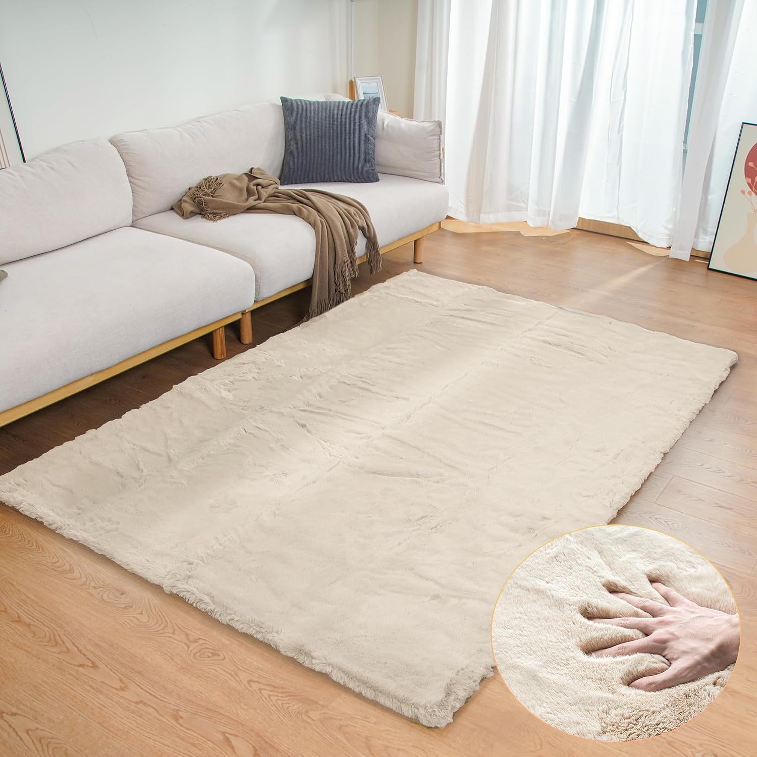 Detalle de ORINOVA Teppich Beige Flauschig 120x180 cm