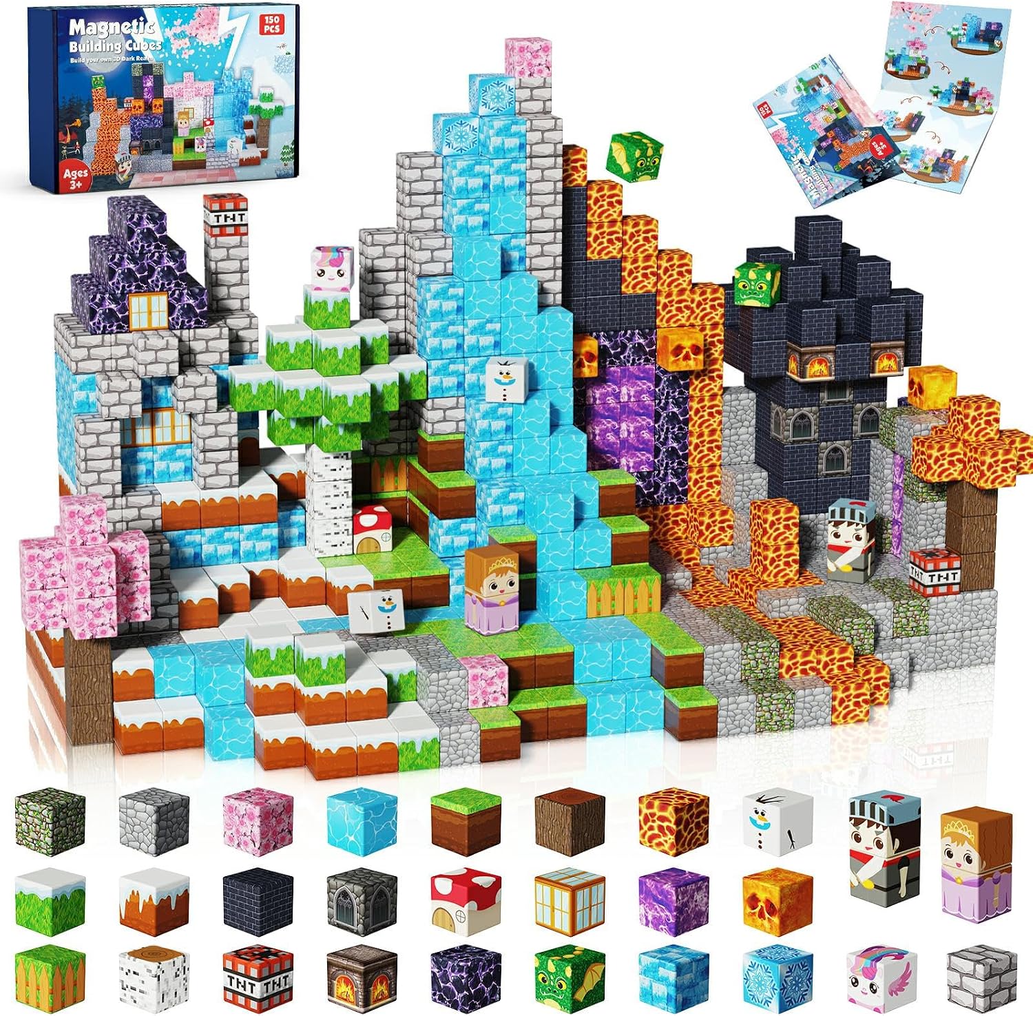 Detalle de ToyUnited Magnetic Blocks 150pcs: Safe STEM Construction Toys for Ages 3–10