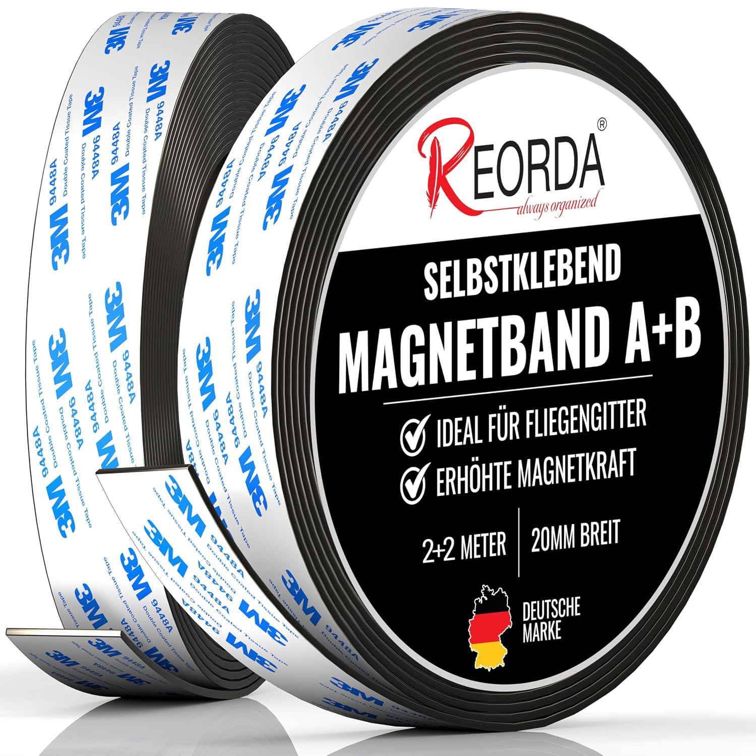 Thumbnail 6 de REORDA Magnetband A B (EXTRA STARKER MARKEN-KLEBER) selbstklebend – Magnetstreifen für Fliegengitter & Moskitonetze