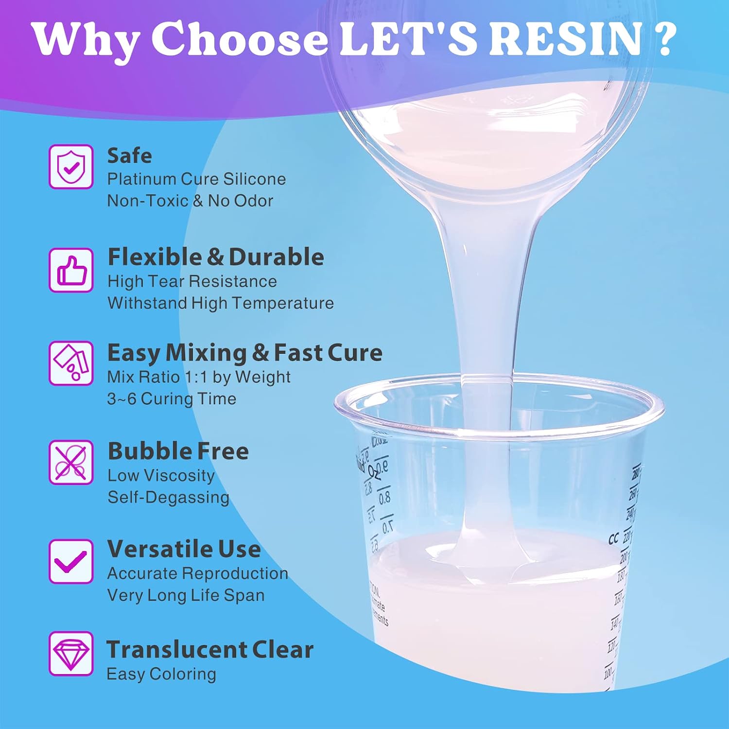 Detalle de LET'S RESIN 580g Silicone Mould Making Kit – Translucent, 1:1 by Weight, Fast Cure