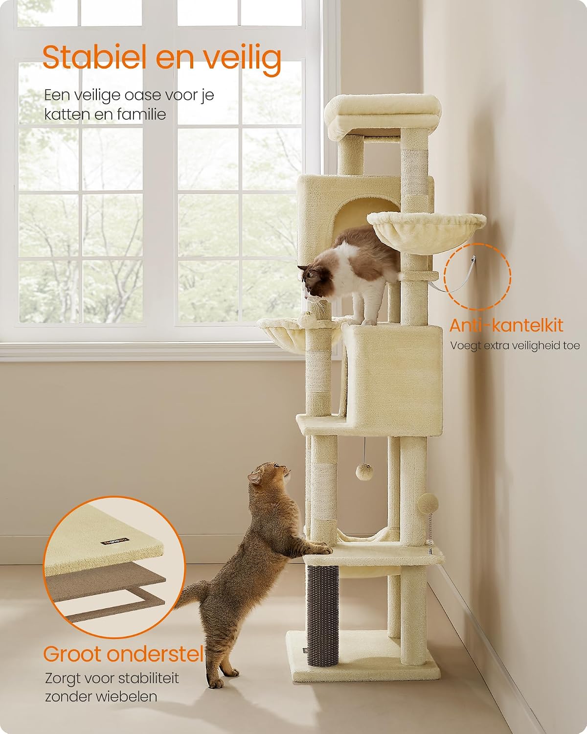Thumbnail 6 de FEANDREA CLAWFY PCT182Y01 kattenboom met 2 grotten en 5 sisalpalen