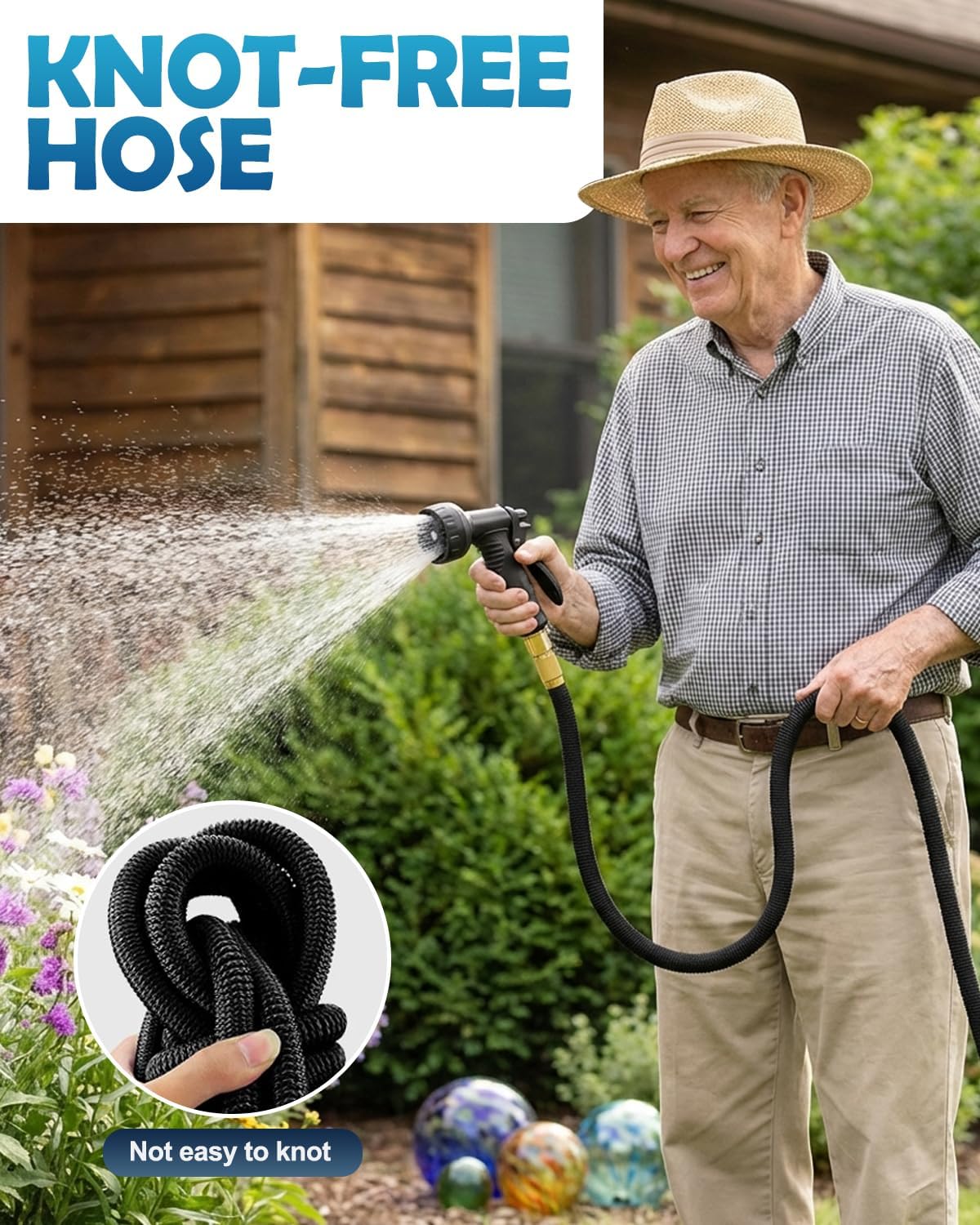 Thumbnail 5 de 150FT Expandable Garden Hose with 10-Function Spray Nozzle – leak-proof, kink-free flexible pipe (1/2 & 3/4 fittings)