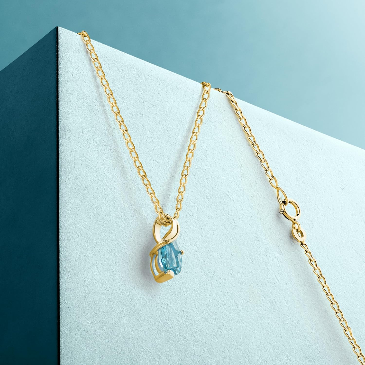 Thumbnail 2 de Miore Collana Donna con Catena Topazio Blu Oro Giallo 9 Kt / 375 - Cm 45