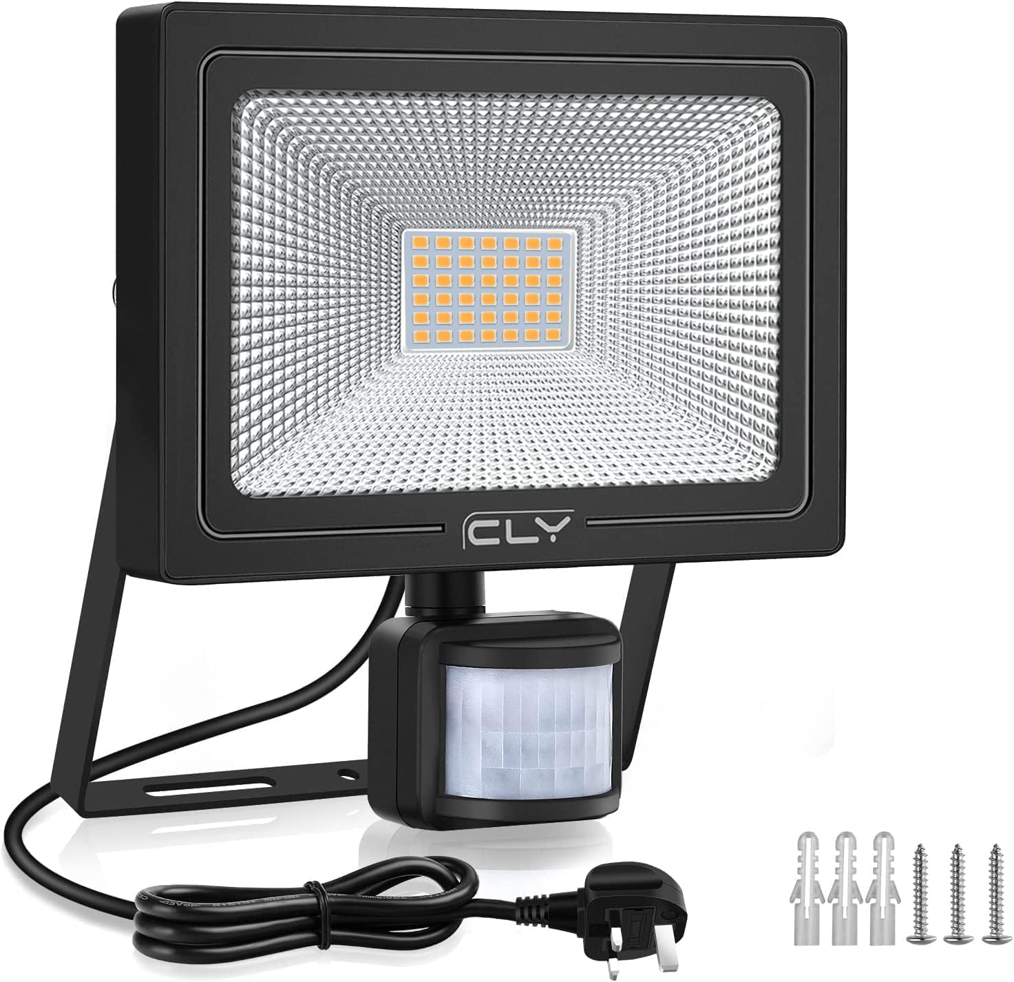 Detalle de CLV 35W Plug-in Security Lights with Motion Sensor (UK Plug, IP66) – 3000 Lumens 2700K Warm White